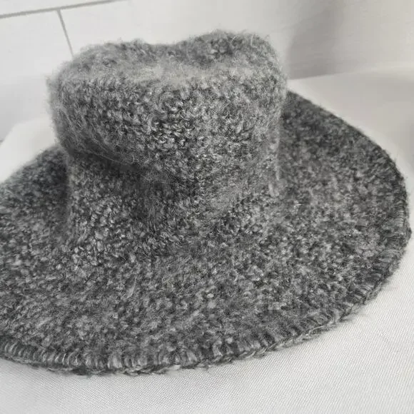 Wooden Ships Paola Buendia Bucket Hat Anthropologie Gray Knit Mohair Boho - Picture 4 of 7